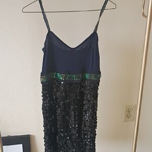 Free People Navy and Black Sequin Mini Dress